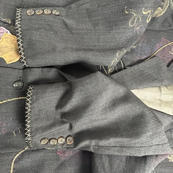 Vintage Staley Gretzinger Womens Floral Embroidered Art to Wear Blazer Black - Picture 6 of 12